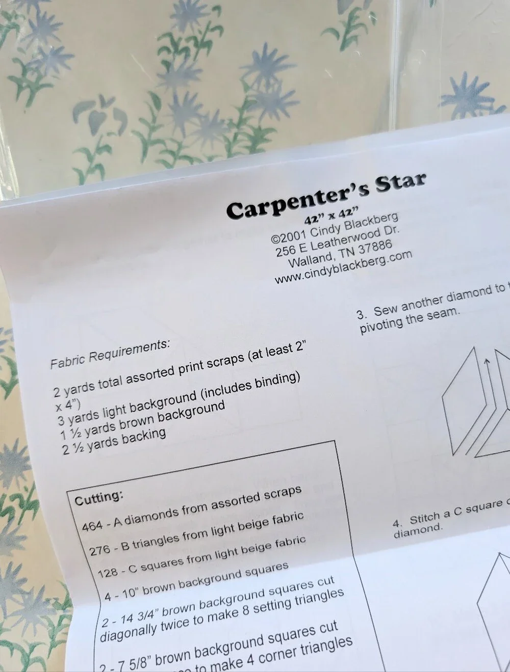Cindy Blackberg's Carpenter's Star Quilt Pattern Stamp Set 3 Piece NEW Primitive